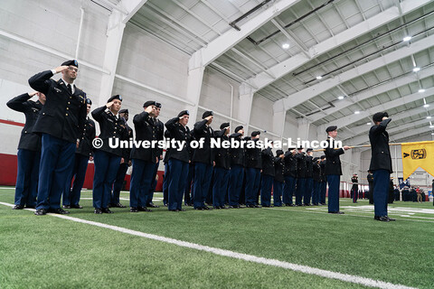 Cadets salute Chancellor Rodney D. Bennett. Joint Service Chancellor’s Review of the ROTC Cadets i