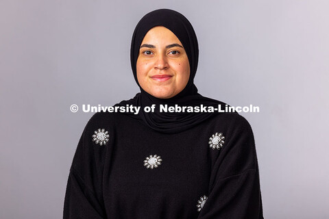 Studio portrait of Zainab Saleh, Academic Advisor for the Explore Center. May 1, 2025. 