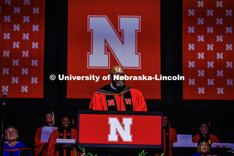 Chancellor Rodney D. Bennett gives his opening remarks at the 2025 Spring Graduate Commencement in P