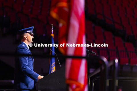 Lt. Col. Philip Garito, commander of Air Force Reserve Officer Training Corps, recognizes students i