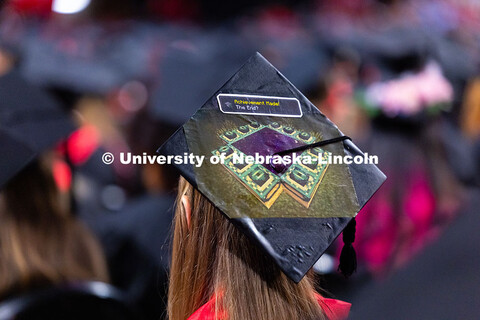 Ruth Plasek's graduation cap shows blocks from one of her favorite video games, Minecraft. Plasek re