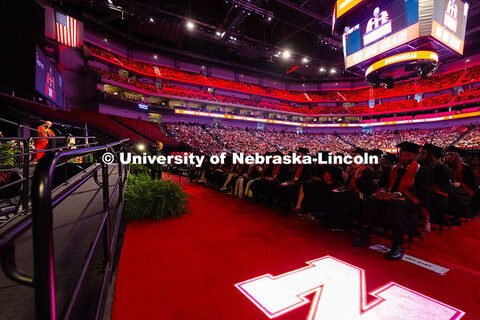 Chancellor Rodney D. Bennett speaks to graduates during the University of Nebraska–Lincoln's after