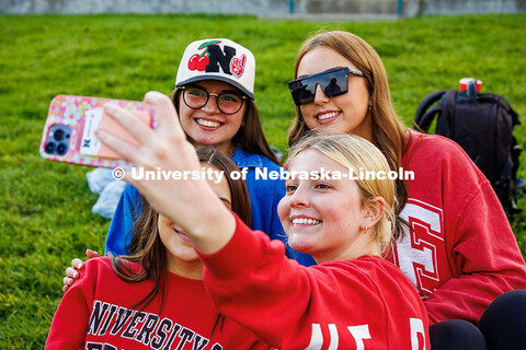 (Back row) Alexus Hans, Madison Haring (front row) Lauren Haring and Kate Deaver take a selfie at th