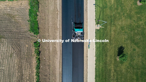 Aeiral photograph of Foundry Road in South Sioux City, Nebraska. Foundry road was being paved with a