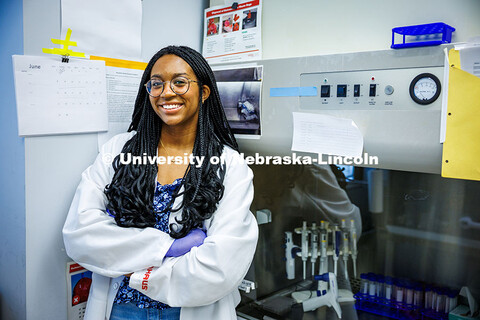 Laila Doyle, a senior Nutritional Science and Dietetics major, poses for a photo in Leverton Hall. D