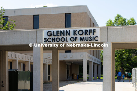 Exterior view of the Westbrook Music Building. June 12, 2025. 