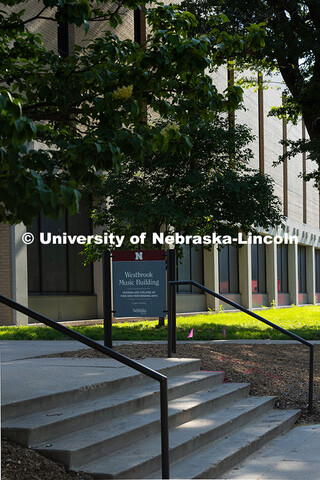 Exterior view of the Westbrook Music Building. June 12, 2025. 