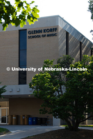 Exterior view of the Westbrook Music Building. June 12, 2025. 