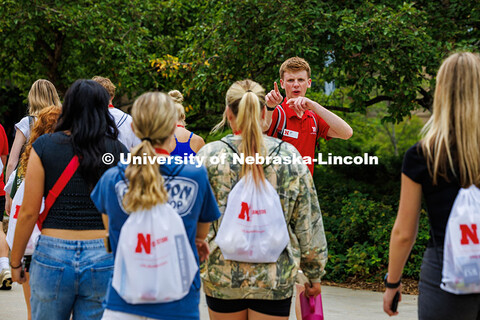 Junior and NSE leader, Josh Warner, assigns his group members numbers for their upcoming session. Ne