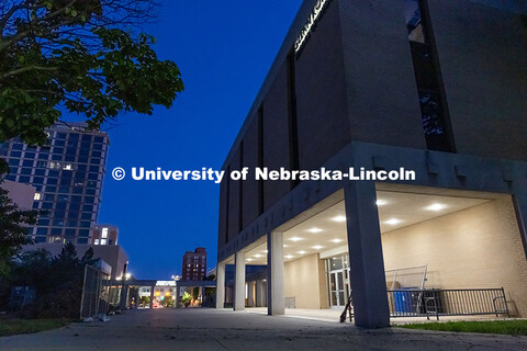 Fencing goes up around Westbrook Music Building prior to its demolition in the summer 2025. June 18,
