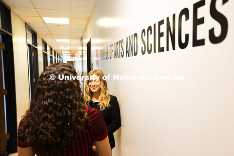 Stephanie Cerrato-Rodriguez speaks with Rose Zaske, a junior studying advertising and public relatio