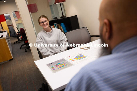 Joel Cardenas, an academic success coach in the Center for Academic Success and Transition, meets wi