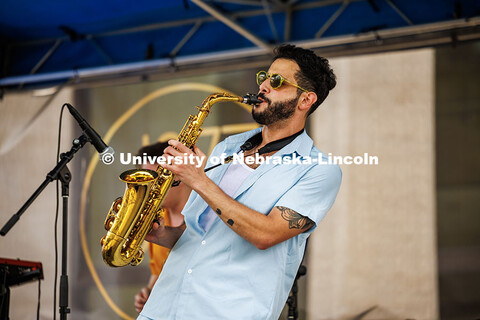 Sam Greenfield, a New York based saxophonist, performs on stage for the last day of Jazz in June for