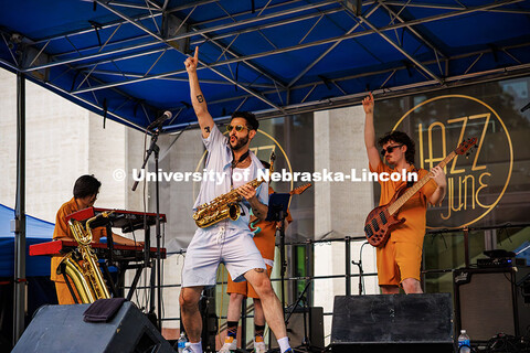 Sam Greenfield, a New York based saxophonist, performs on stage for the last day of Jazz in June for