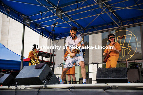 Sam Greenfield, a New York based saxophonist, performs on stage for the last day of Jazz in June for