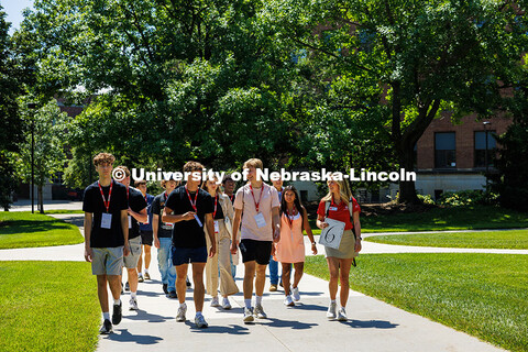 An NSE group, led by junior, Kylie Svoboda, walk from Selleck to their next destination outside City