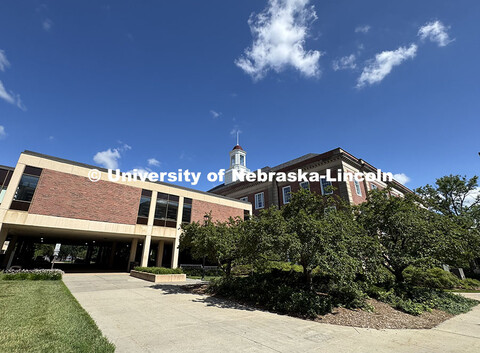 Exterior view of the west side of Love Library North. June 26, 2025. 