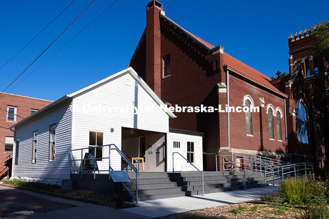 Exterior view of the newly remodeled Art Chapel. Art chapel is located on the north side of the F St