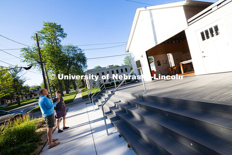 Jean Stryker, creative arts director for F Street Neighborhood Church, speaks with Paul Strommen, di