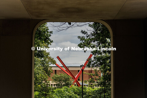 Old Glory framed by Avery Hall. July 16, 2025. 