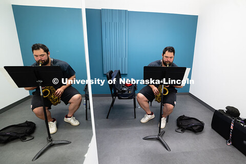 James Lawhn, a third-year doctoral student in saxophone performance and teaching assistant, plays al