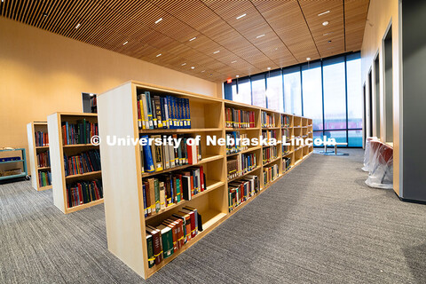 Interior view of the music library in the new Fine and Performing Arts Building, new home of the Gle
