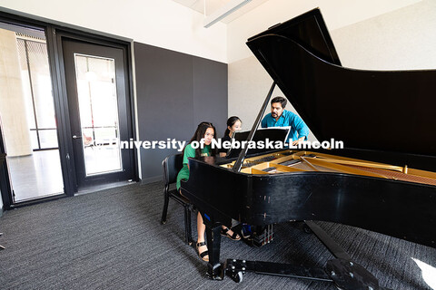 Marcelo Lian works with high school students on a piece by Frederic Chopin during the 2025 Lied Cent