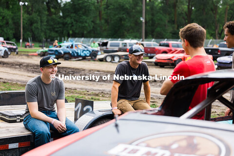 UNL Figure 8 Racing members Cayden Witzel (left) and Bricen Wilkie (right) meet before the Saline Co