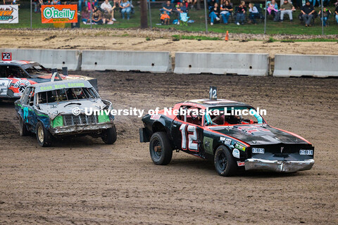 Anna Hadan drives the number 12 UNL Figure 8 racecar during the Saline County Fair in Crete, Nebrask