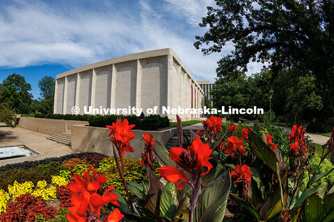 Flowers outside the Sheldon Memorial Art Gallery in the summertime. Summer on City Campus. August 12