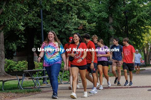 Groups of students tour campus during Big Red Welcome Week. August 19, 2025. 