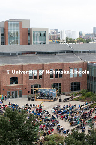 The Bottle Tops perform during the Nebraska Bluegrass Concert Series in the plaza at Nebraska Innova