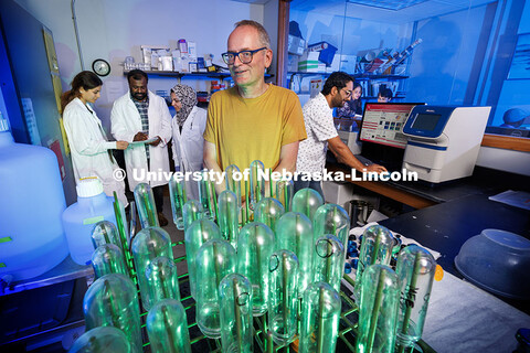 Janos Zempleni in his Leverton Hall lab. USDA funding supports Zempleni research on breastmilk consu