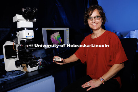 Lucia Fernandez-Ballester, Assistant Professor in Mechanical and Materials Engineering, holds a cust