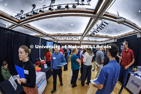 A wide shot of the City Campus Career Fair in the Nebraska Union. September 23, 2025. 