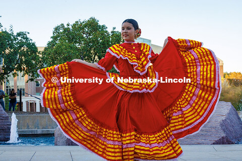 Dancers from the Sangre Azteca Dance Group perform a folkloric dance for attendees of the Fiesta on 