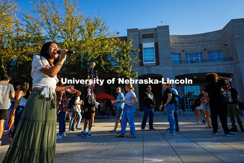 Mariana Hernandez-Moreno, a music education major from Omaha, performs during Fiesta on the Green. F