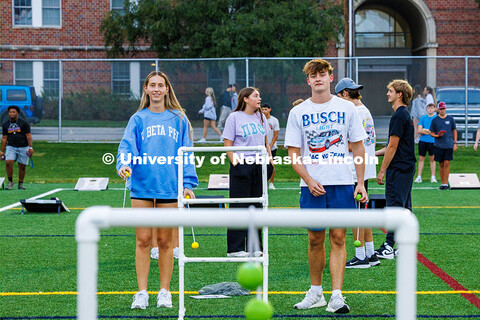 Students compete in a ladder ball game during the Yard Games Competition during Homecoming Week. Sep