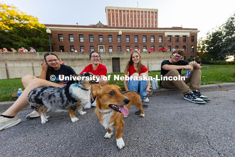 Rachael Dose, Alyvia Ramer and Jaelyn Lease (from left to right) sit on the curb of East Stadium Dri