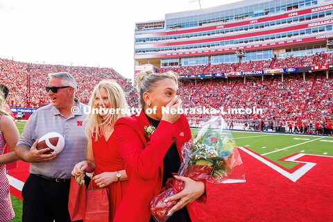Ava Hollingsworth, one of the two female Homecoming winners looks to fellow winner, Claire Kelly in 