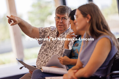 John Ruberson, Professor of Entomology talks with students at the Architecture 311 - Architectural D