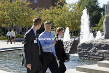 UNL alumnus Warren Buffett talks with Microsoft Corp. founder Bill Gates outside the Lied Center for