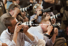 All eyes, ears and cameras were focused on Big Ten Commissioner James Delaney during the Friday afte