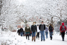 Students walk across campus following a snow storm. January 30, 2013. 