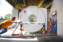 New MRI machine for Center for Brain, Biology, and Behavior (CB3) being moved into East Stadium cons