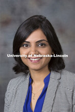 Studio portrait of Dipti Dev, Assistant Professor, Child, Youth and Family Studies. August 20, 2014.