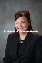 Studio portrait of Ashley Benes, IANR Extension Educator. August 27, 2014. 