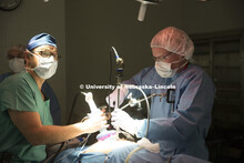 Dmitry Oleynikov, a professor and surgeon at the University of Nebraska Medical Center, operates a s