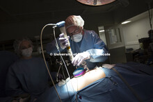 Dmitry Oleynikov, a professor and surgeon at the University of Nebraska Medical Center, operates a s