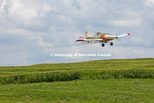 Aerial spraying above corn and soybean fields southeast of Lincoln. July 27, 2015. 